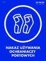 Znak nakazu - Nakaz używania ochraniaczy portowych z opisem ESB-N-093