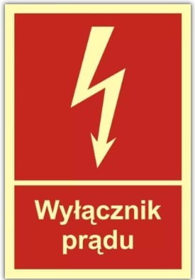 Znak przeciwpożarowy - Wyłącznik prądu