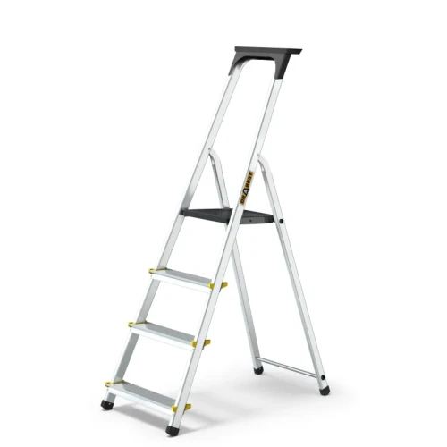 Drabina PRO aluminiowa z półą 4 stopnie 150 kg