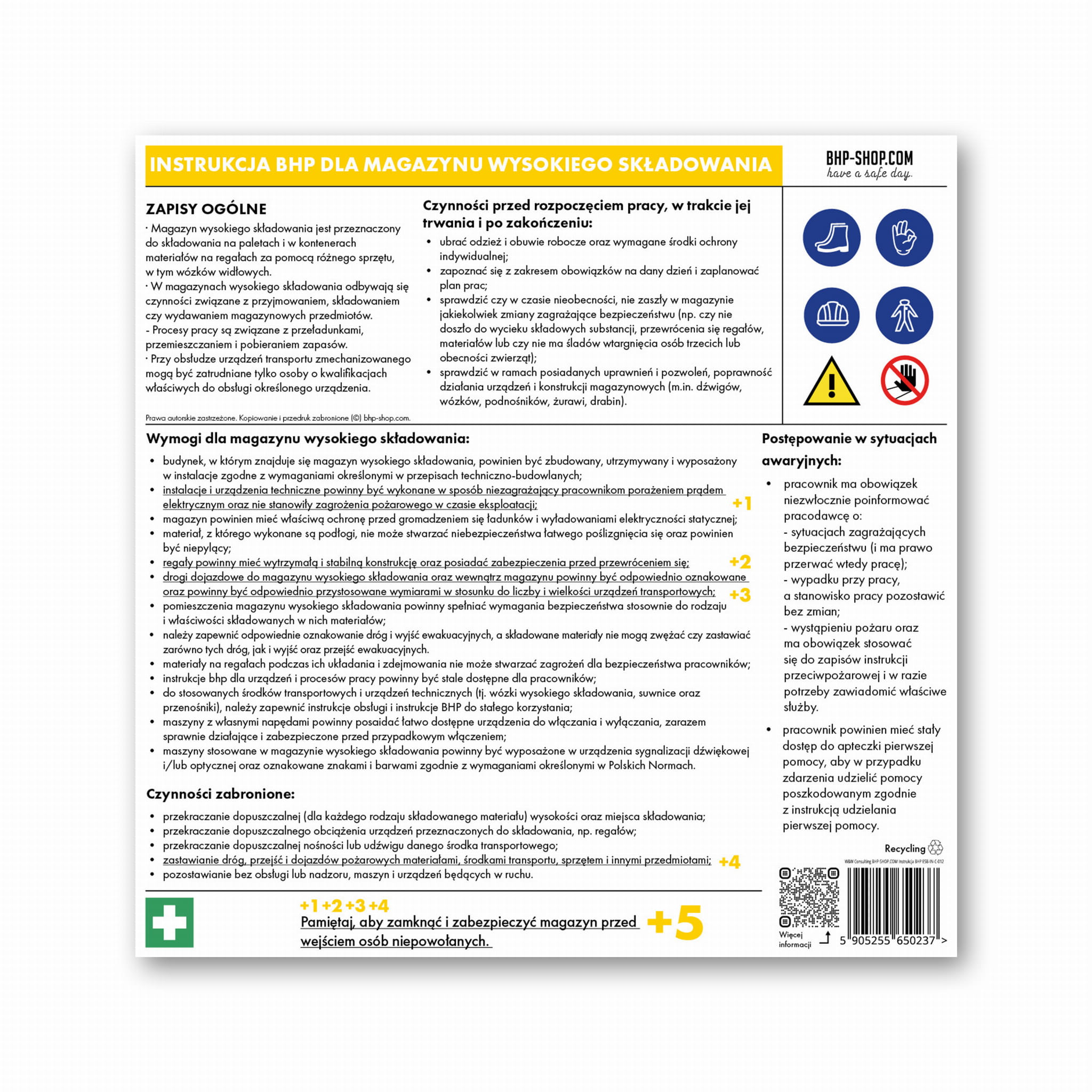 Instrukcja BHP Dla Magazynu Wysokiego Sk adowania ESB IN C 012 BHP SHOP COM